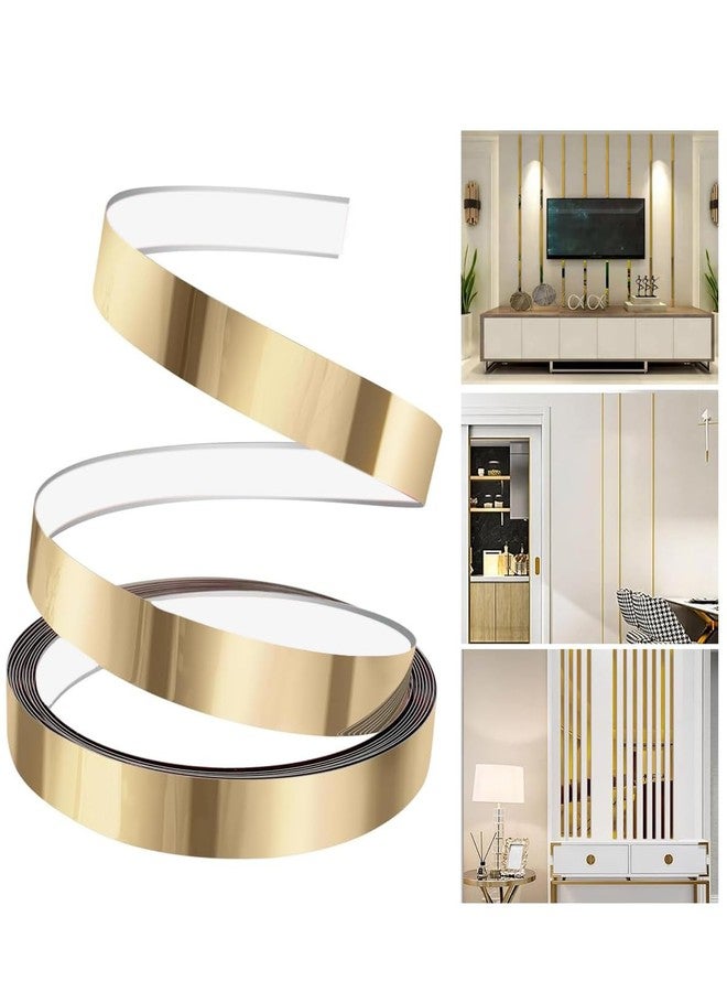 Plexaris Golden Strips for Wall, 50 Meters Golden Tape for Wall Decoration, Mildewproof and Waterproof, Self Adhesive Tiles Stickers for Floor, Gold Tape Trim Strip for Ceiling Floor Cabinet Tile Edge Moulding - Image 1